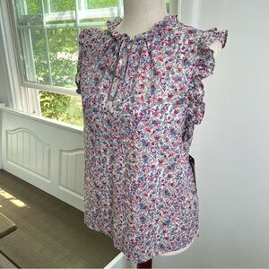 XXL Steve Madden BB Dakota Ditsy Floral 100% Cotton Flutter Cap Sleeve Top
